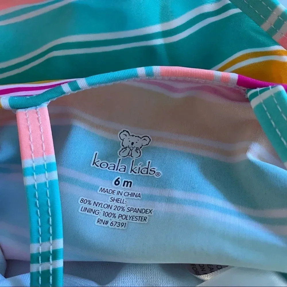 Koala Kids multi color bathing suit w/ “Born Chic” wording - Picture 3 of 10